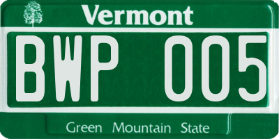 VT license plate BWP005