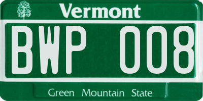 VT license plate BWP008
