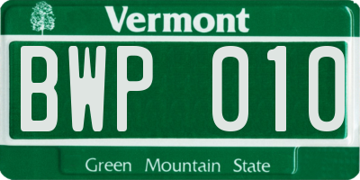 VT license plate BWP010