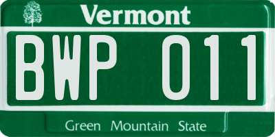 VT license plate BWP011