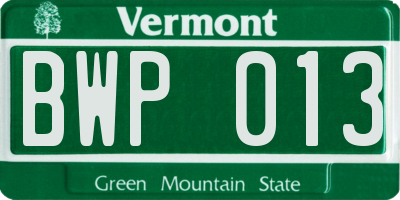 VT license plate BWP013