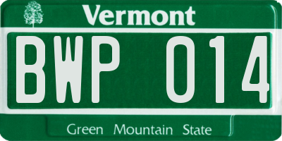 VT license plate BWP014