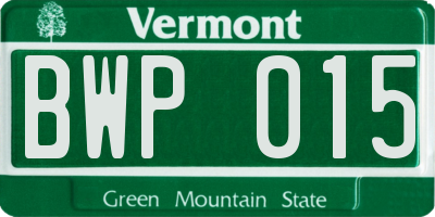 VT license plate BWP015