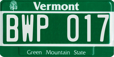 VT license plate BWP017