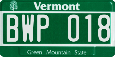 VT license plate BWP018