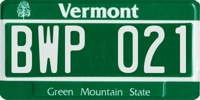 VT license plate BWP021