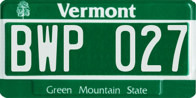 VT license plate BWP027