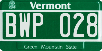 VT license plate BWP028