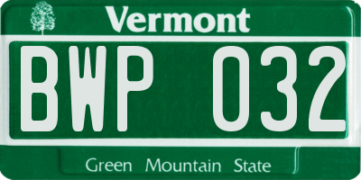 VT license plate BWP032