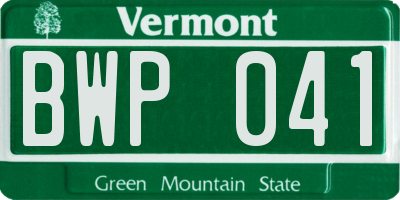 VT license plate BWP041