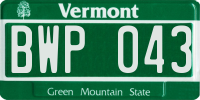 VT license plate BWP043