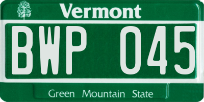 VT license plate BWP045