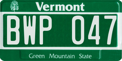 VT license plate BWP047