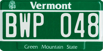 VT license plate BWP048