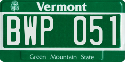 VT license plate BWP051