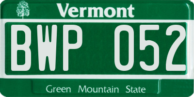VT license plate BWP052