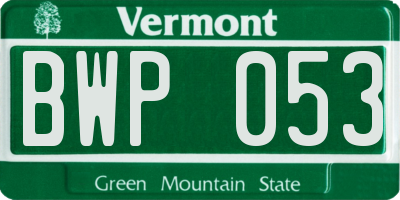 VT license plate BWP053