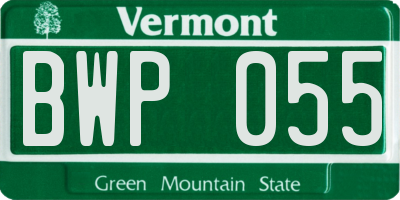 VT license plate BWP055