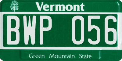 VT license plate BWP056