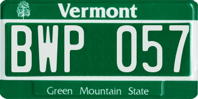 VT license plate BWP057
