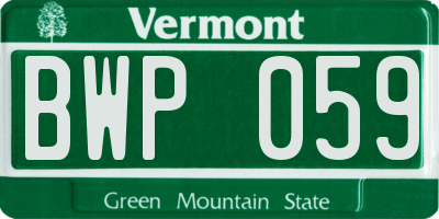 VT license plate BWP059