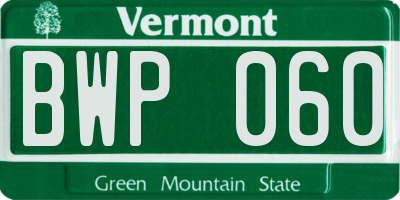 VT license plate BWP060