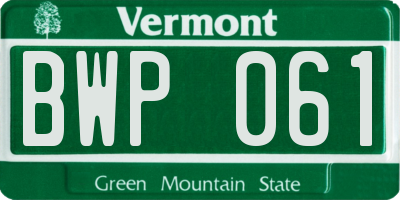 VT license plate BWP061