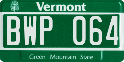 VT license plate BWP064