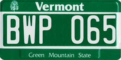 VT license plate BWP065