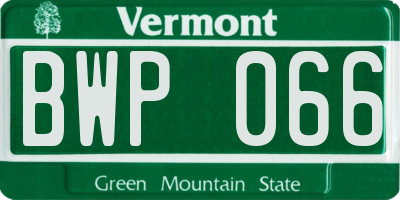 VT license plate BWP066