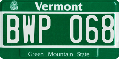 VT license plate BWP068