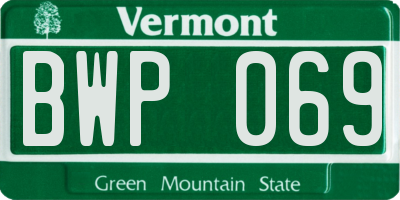 VT license plate BWP069