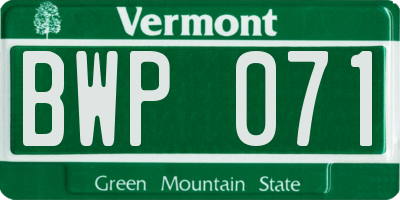 VT license plate BWP071