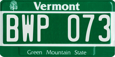 VT license plate BWP073