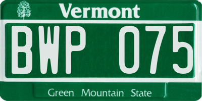 VT license plate BWP075