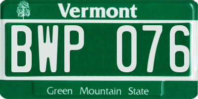VT license plate BWP076