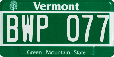 VT license plate BWP077