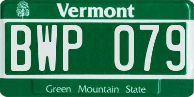 VT license plate BWP079