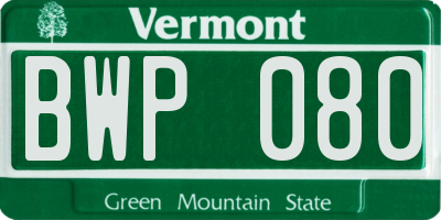 VT license plate BWP080