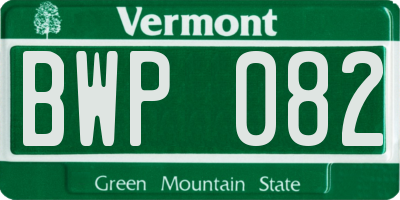 VT license plate BWP082
