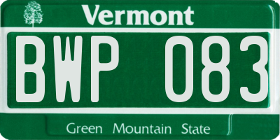 VT license plate BWP083