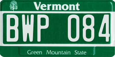 VT license plate BWP084
