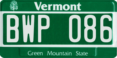 VT license plate BWP086