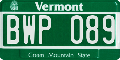 VT license plate BWP089