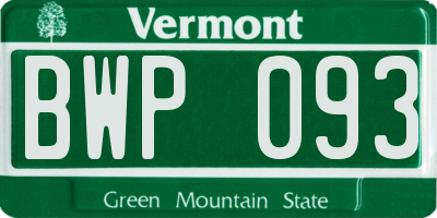 VT license plate BWP093