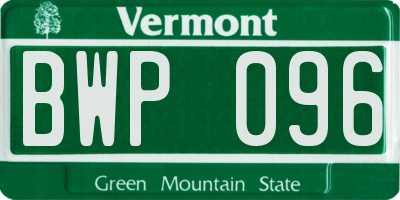 VT license plate BWP096