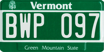 VT license plate BWP097