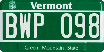 VT license plate BWP098