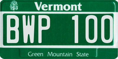 VT license plate BWP100