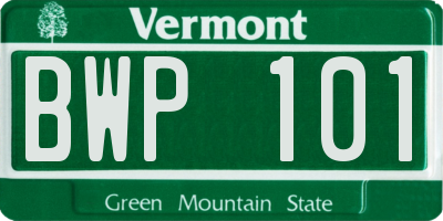 VT license plate BWP101
